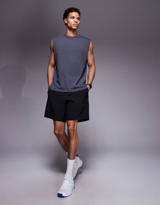 4505 Icon oversized cotton pump training tank with quick dry finish in washed charcoal, 2 of 5