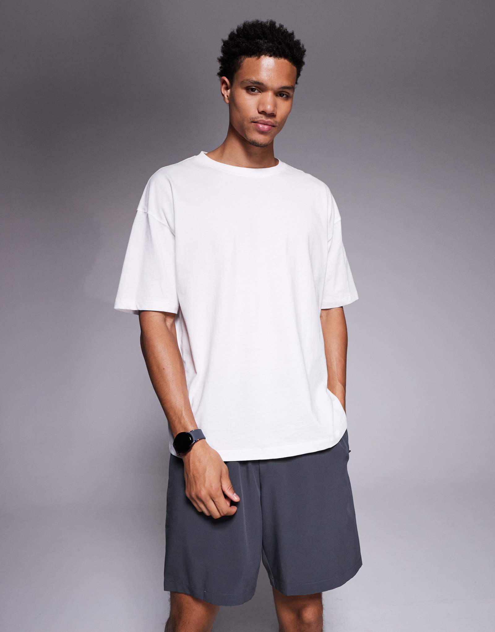 4505 Хлопковая быстросохнущая тренировочная футболка Icon оверсайз белого цвета 