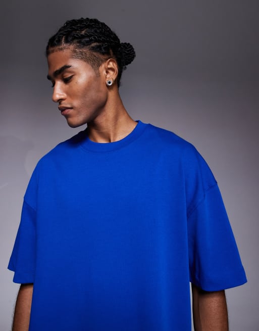 4505 - Icon - Oversized T-shirt van sneldrogend dik katoen in kobaltblauw, 2 van 4
