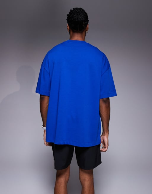 4505 - Icon - Oversized T-shirt van sneldrogend dik katoen in kobaltblauw, 4 van 4