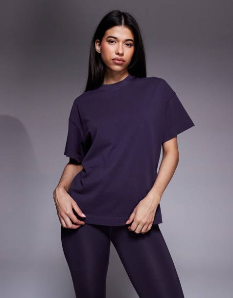 4505 - Icon - Oversized T-shirt van zwaar katoen en sneldrogende afwerking in verwassen paars - view 1