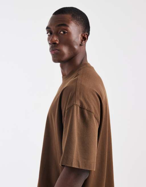 4505 - Icon - Oversized T-shirt van zwaar sneldrogend katoen in bruin met wassing, 4 van 5