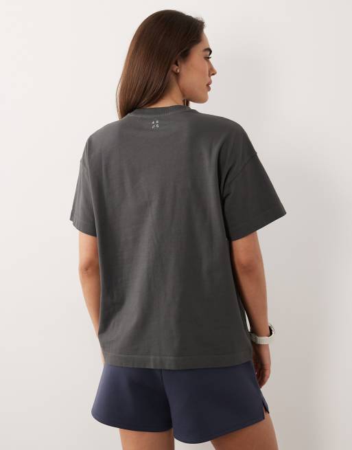 4505 - Icon - Oversized T-shirt van zwaar sneldrogend katoen in grijs met wassing, 3 van 4