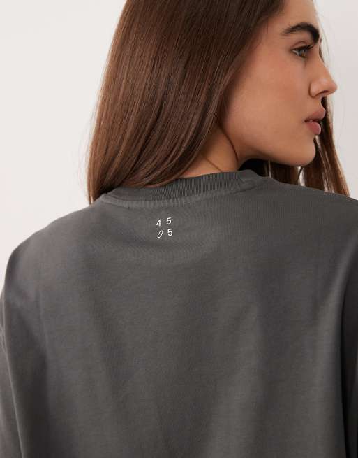 4505 - Icon - Oversized T-shirt van zwaar sneldrogend katoen in grijs met wassing, 4 van 4