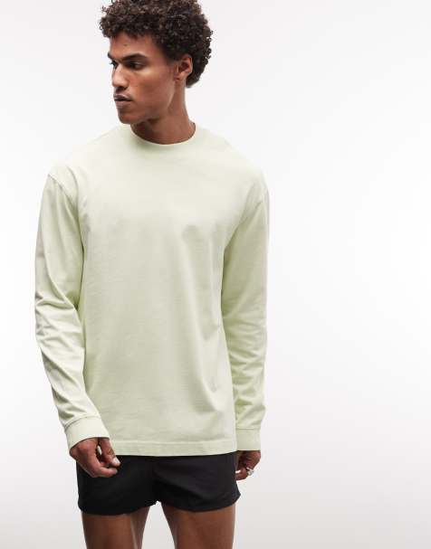 4505 - Icon - Oversized T-shirt van zwaar sneldrogend katoen met lange mouwen in pistache met wassing - view 1
