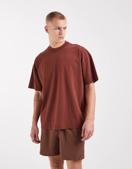 4505 - Icon - Oversized T-shirt van zware katoen met sneldrogend effect in verwassen gewassen roest, 2 van 5