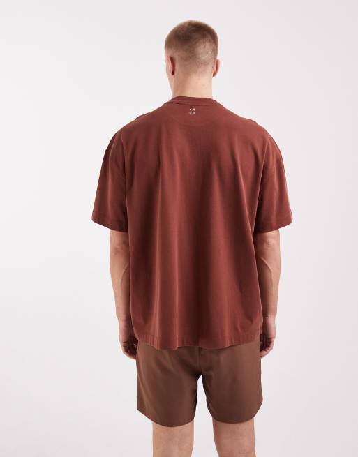 4505 - Icon - Oversized T-shirt van zware katoen met sneldrogend effect in verwassen gewassen roest, 5 van 5