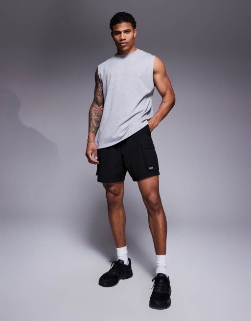 4505 - Icon - Oversized trainingstanktop van sneldrogend katoen in gemêleerd grijs