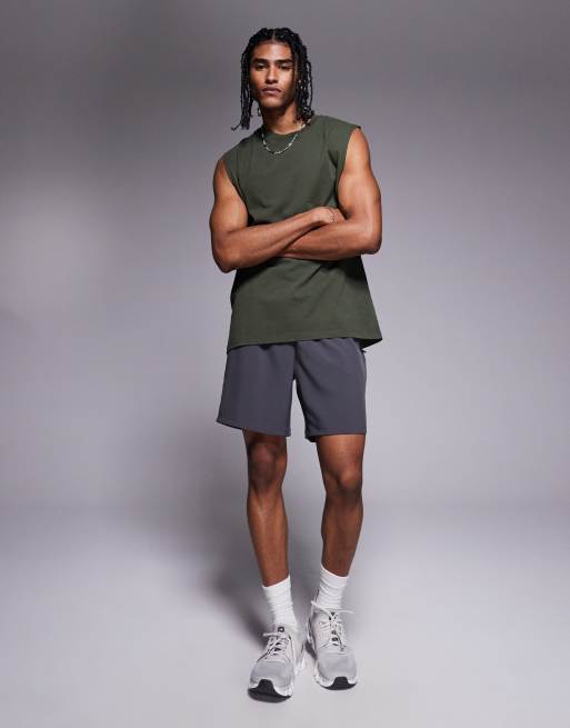 4505 - Icon - Oversized trainingstanktop van sneldrogend katoen in kaki, 2 van 4