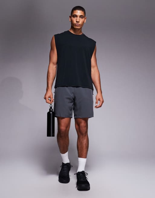 4505 - Icon - Pakke med 2 par hurtigttørrende 18-tommer-træningsshorts med lynlåslommer i sort/koksgrå, 2 af 5