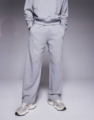 4505 - Icon - Pantalon de jogging large en coton épais à séchage rapide - Gris chiné