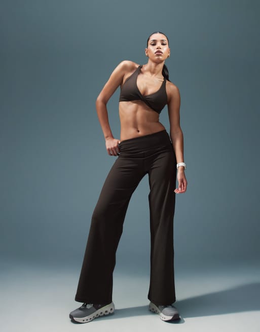 4505 - Icon - Pantalon évasé doux au toucher - Café 