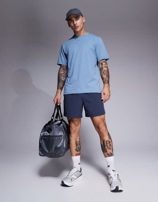 4505 - Icon - Pantaloncini da allenamento da 13 cm ad asciugatura rapida blu navy con tasche con zip 