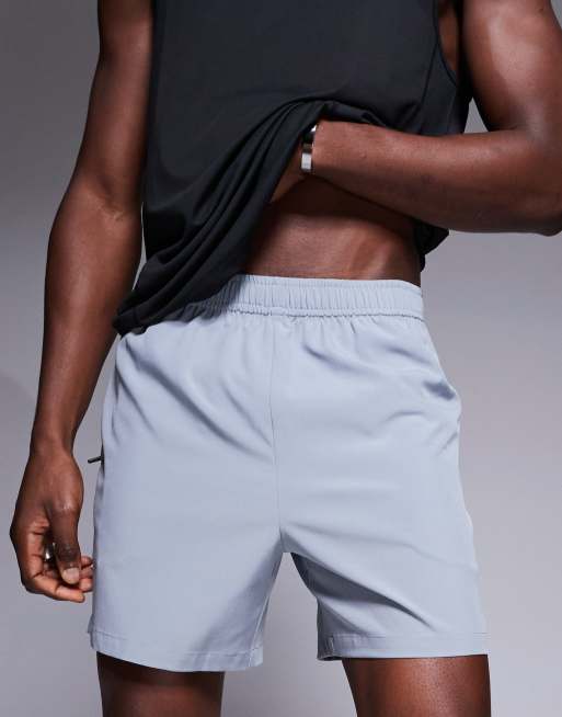 4505 - Icon - Pantaloncini da allenamento da 13 cm in tessuto ad asciugatura rapida grigi con tasche con zip