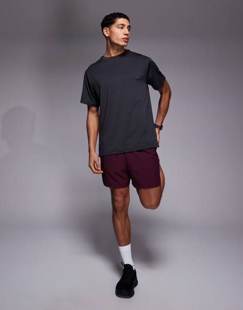 4505 - Icon - Pantaloncini da allenamento quick dry da 13 cm bordeaux scuro con tasche con zip - view 1