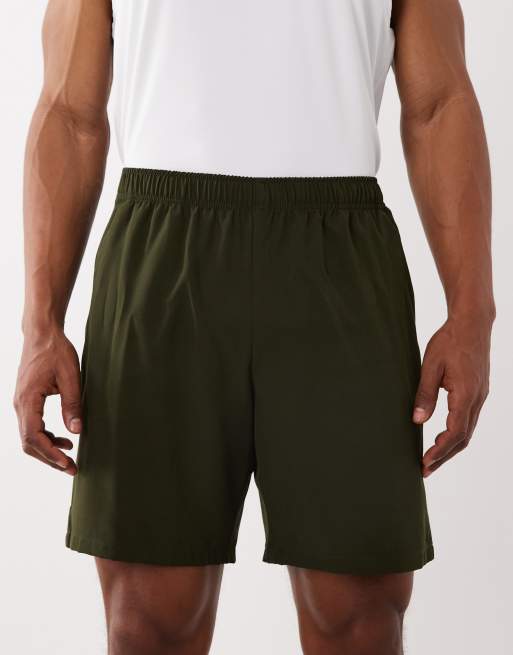 4505 - Icon - Pantaloncini da allenamento quick dry da 18 cm verde oliva con tasche con zip, 4 di 5
