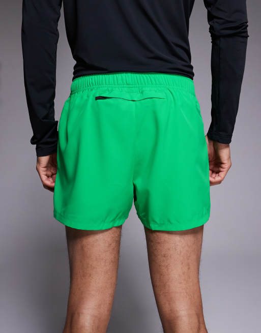 4505 - Icon - Pantaloncini da corsa quick dry da 8 cm verde neon con tasca posteriore per il telefono, 5 di 5