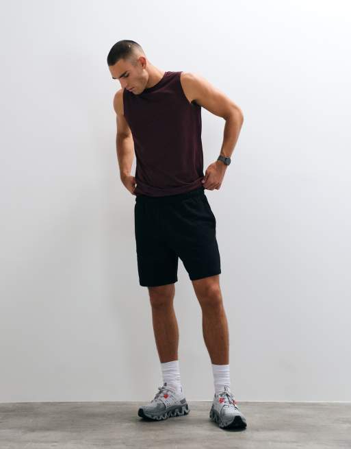4505 Icon pantaloncini della tuta in cotone con finitura quick dry neri, 3 di 5