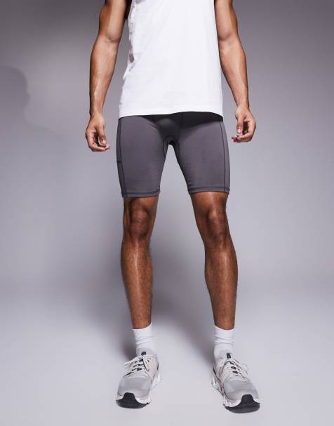 4505 - Icon - Pantaloncini leggings base layer da allenamento quick dry grigio canna di fucile con tasca per il telefono - view 1