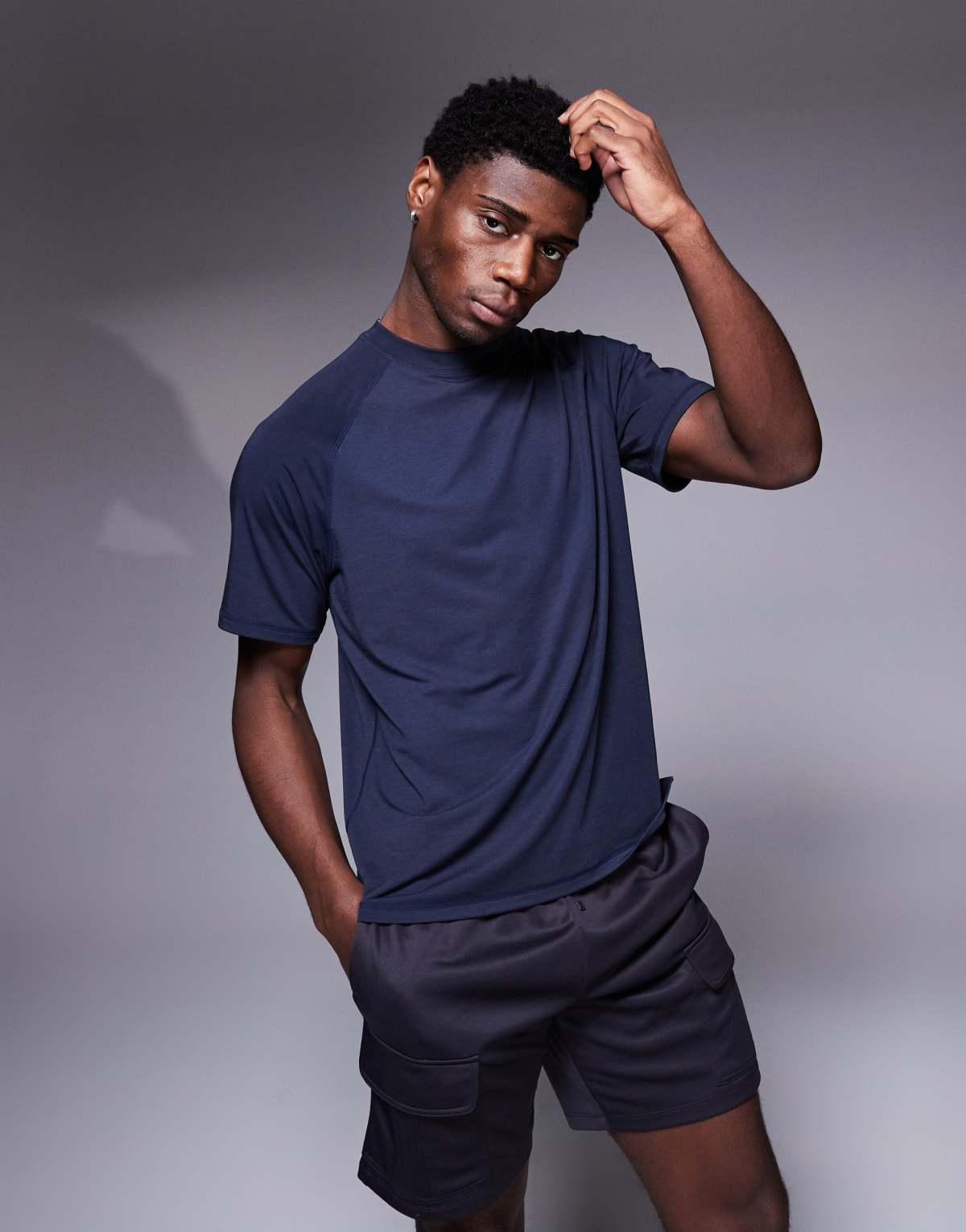 4505 Icon performance jersey oversized boxy training t-shirt in midnight navy