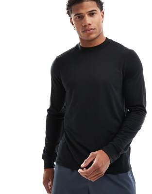 4505 Icon performance jersey quick dry long sleeve training top in black