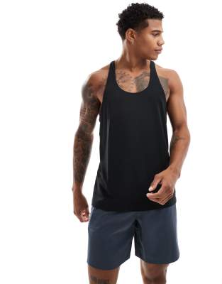 4505 Icon performance jersey quick dry stringer tank top in black