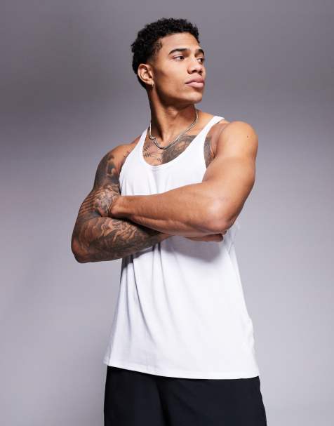 4505 Icon performance jersey quick dry stringer tank top in white - view 1