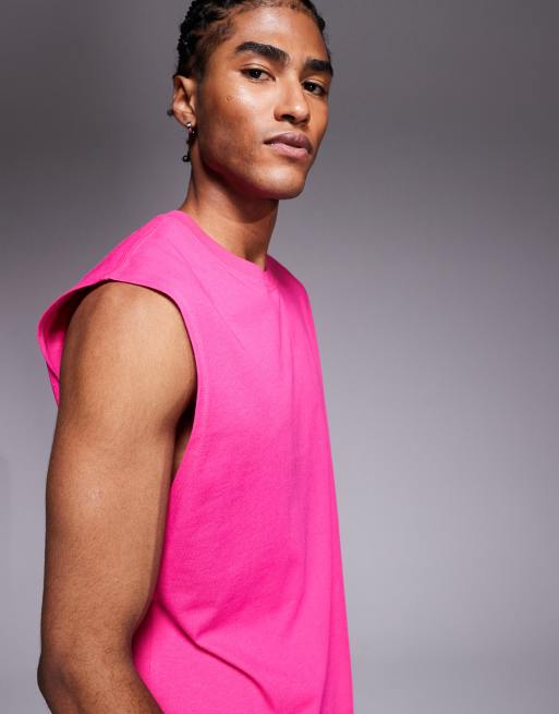 4505 - Icon - Pink oversized træningstanktop i bomuld med hurtigttørrende finish  