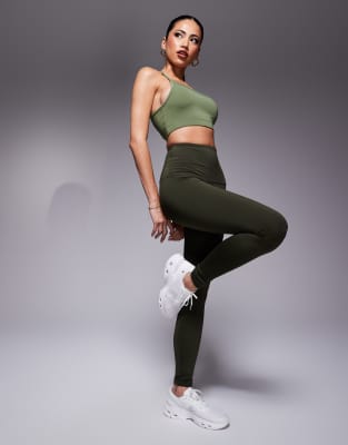 Thumbnail - 4505 - Icon - Po-formende Sport-Leggings in Moosgrün mit Innentasche und hohem Bund