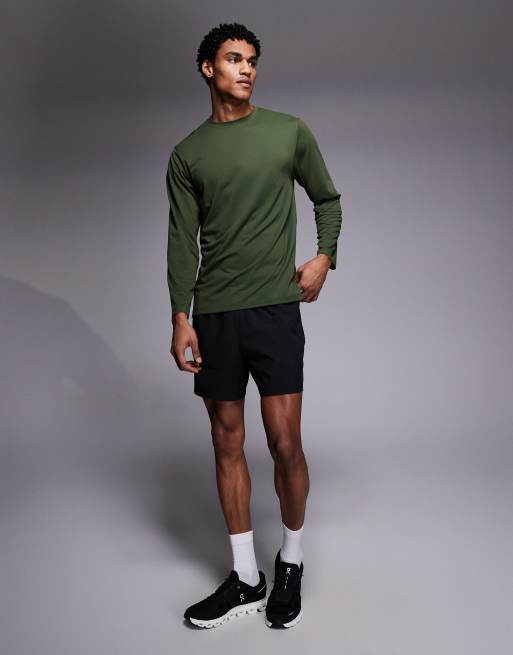 4505 Icon quick dry mesh long sleeve training t-shirt in khaki green, 2 of 5