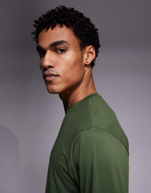 4505 Icon quick dry mesh long sleeve training t-shirt in khaki green, 4 of 5