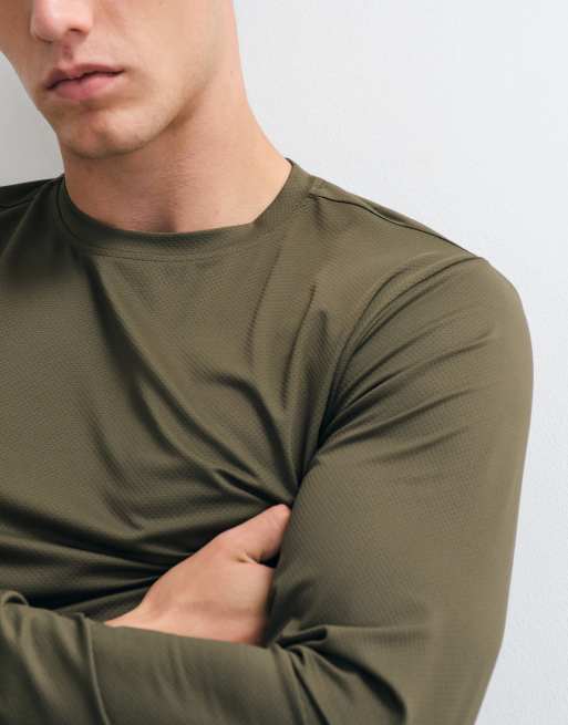 4505 Icon quick dry mesh long sleeve training t-shirt in khaki, 4 of 5