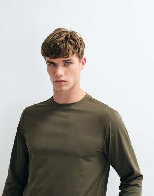 4505 Icon quick dry mesh long sleeve training t-shirt in khaki, 5 of 5