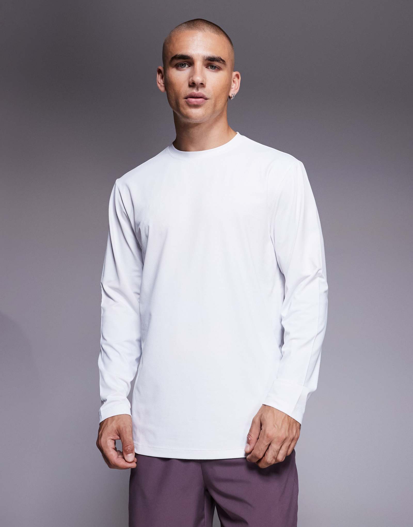 4505 Быстросохнущая сетчатая тренировочная футболка Icon с длинным рукавом белого цвета