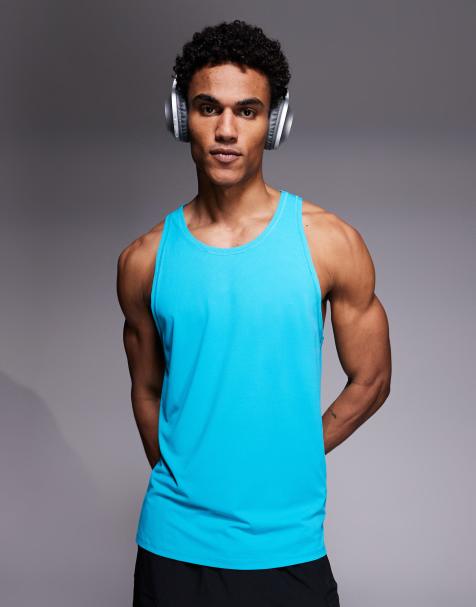 4505 Icon quick dry mesh training singlet with racer back in bright turquoise - view 1
