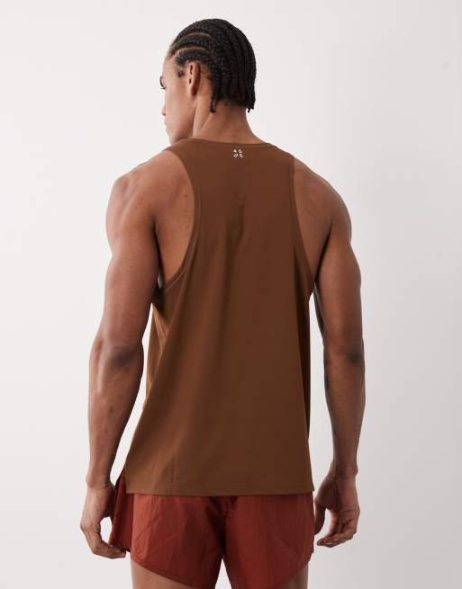 4505 Icon quick dry mesh training singlet with racer back in brown, 5 of 5