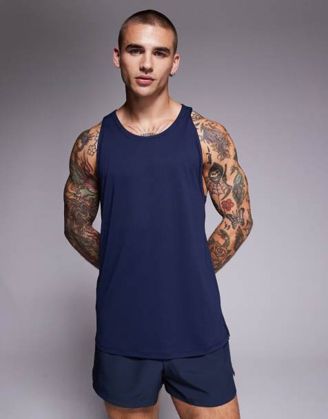 4505 Icon quick dry mesh training singlet with racer back in deep navy - view 1