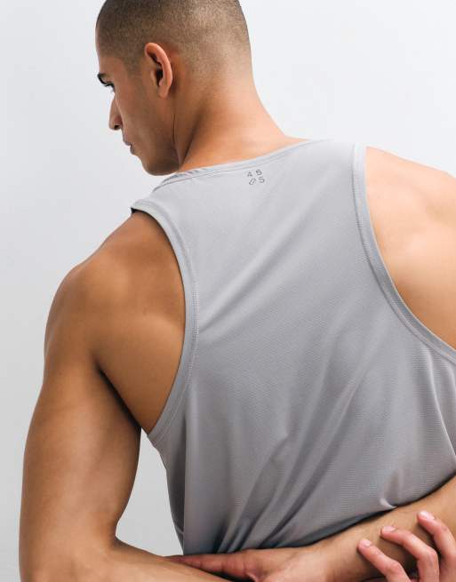 4505 Icon quick dry mesh training singlet with racer back in light grey, 4 of 5