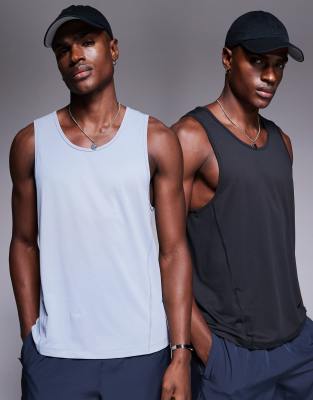 4505 Icon quick dry mesh training T-shirt 2 pack in black and gray-Multi