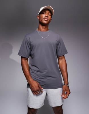 asos 4505 Icon quick dry mesh training t-shirt in charcoal