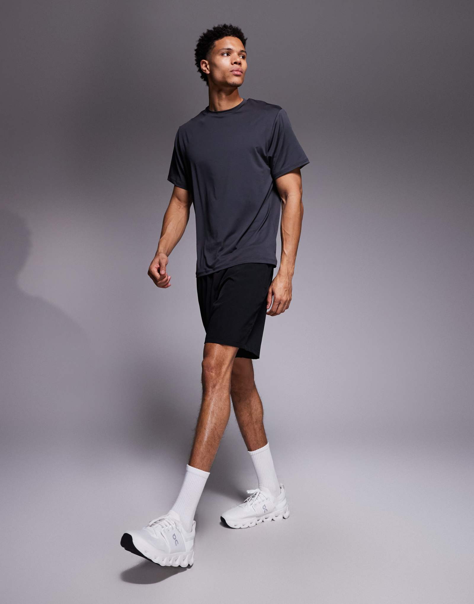 4505 Быстросохнущая сетчатая тренировочная футболка Icon цвета древесного угля