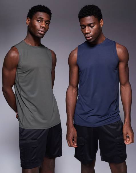 4505 Icon quick dry mesh training tank 2 pack in khaki and navy - view 1