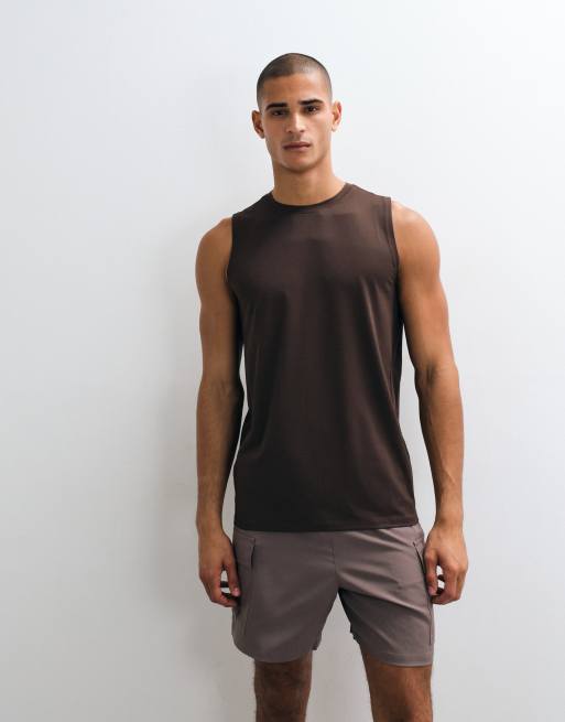 4505 Icon quick dry mesh training tank in brown, 5 of 5