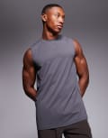 [ASOS] 4505 Icon quick dry mesh training tank in charcoal-Grey 2XS Charcoal