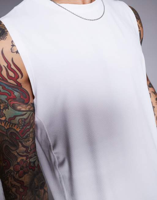 4505 Icon training quick dry sleeveless tank top in white 