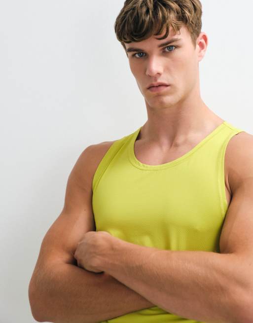 4505 Icon quick dry mesh training tank top with racer back in apple green, 5 of 5