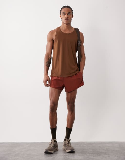 4505 Icon quick dry mesh training tank top with racer back in brown, 2 of 5