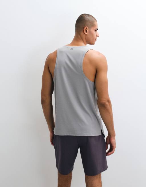 4505 Icon quick dry mesh training tank top with racer back in light gray, 5 of 5