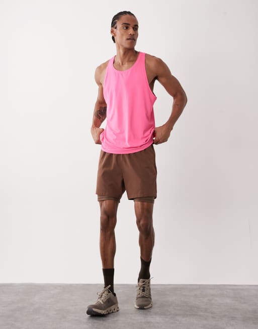 4505 Icon quick dry mesh training tank top with racer back in neon pink, 2 of 5