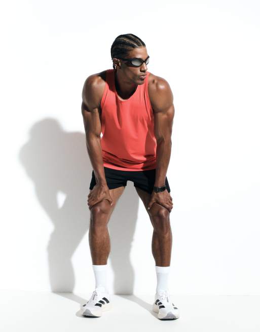 4505 Icon quick dry mesh training tank top with racer back in tomato red, 6 of 6